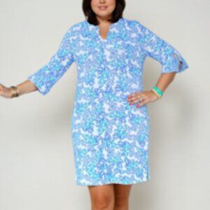 Lulu-B Split-Neck Travel Dress with UPF50+ Coral Breeze XL